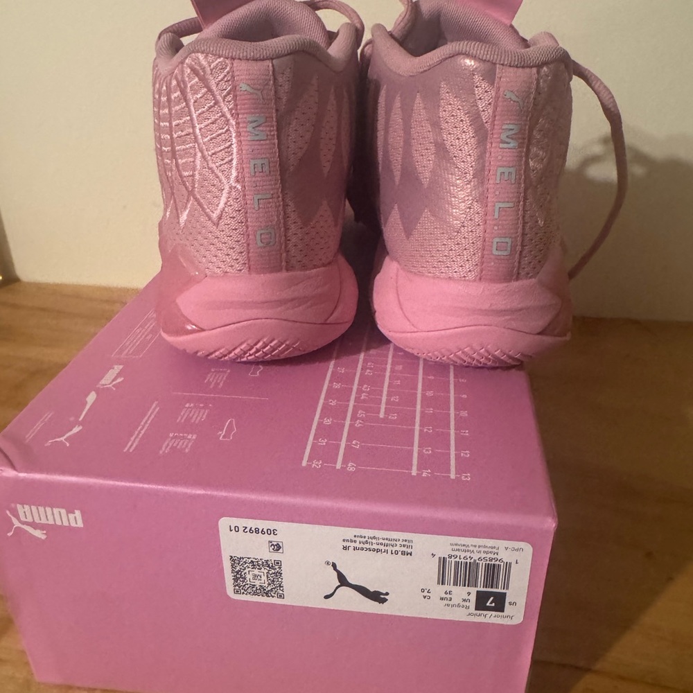 Puma Pink Athletic Shoes with Lace-Up Design and Suede-Like Texture